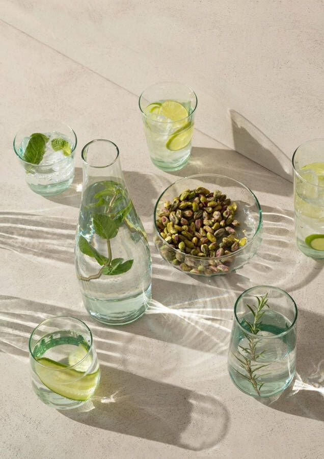 L.S.A. Mia Tumbler Glas 410 ml Set van 4 Stuks Gerecycled Glas Transparant