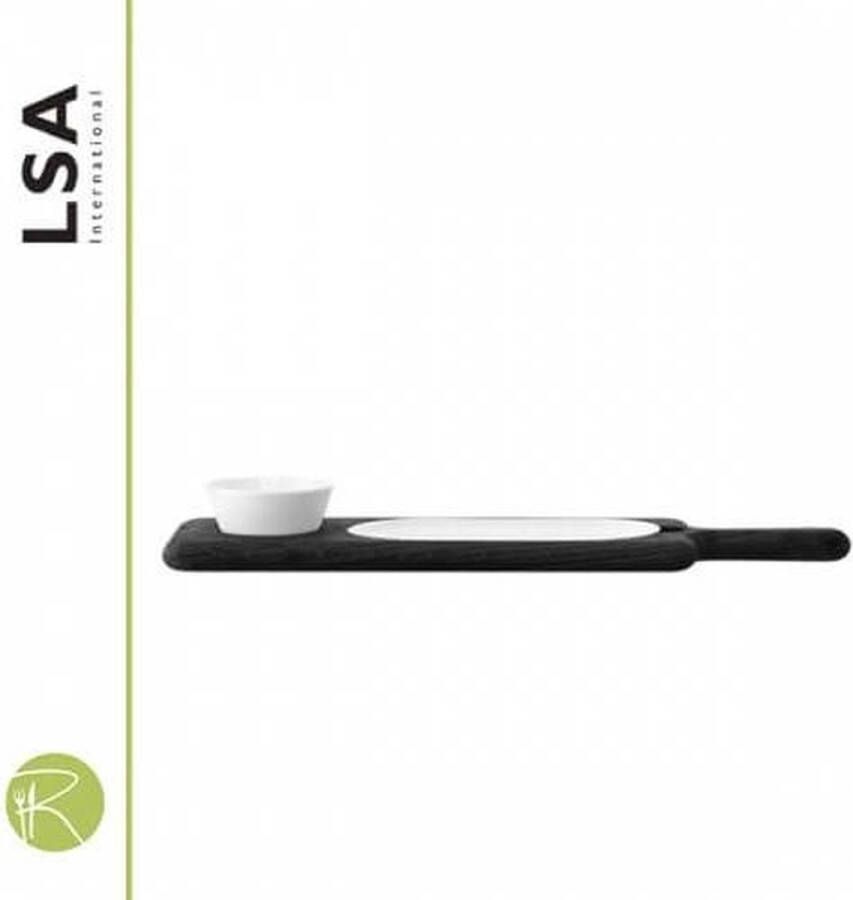L.S.A LSA Paddle Black Snack- & Tapasschaal Met houten dienblad