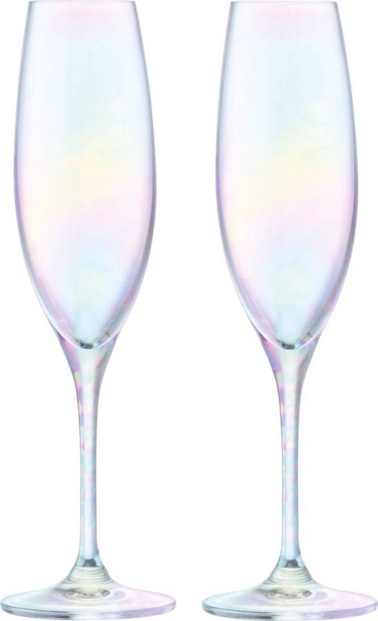 L.S.A. Polka Champagne Flute 225ml Mother of Pearl Set van 4 Stuks Glas Transparant
