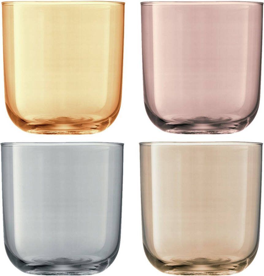 L.S.A. Polka Tumbler 420ml Mother of Pearl Set van 4 Stuks Glas Transparant