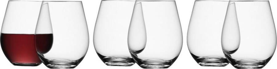 L.S.A. Stemless Rode Wijn Glas 530ml Set van 6 Stuks Transparant