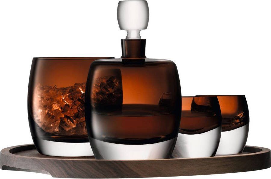 LSA L.S.A. Whisky Club Connoisseur Set met Dienblad Set van 4 Stuks