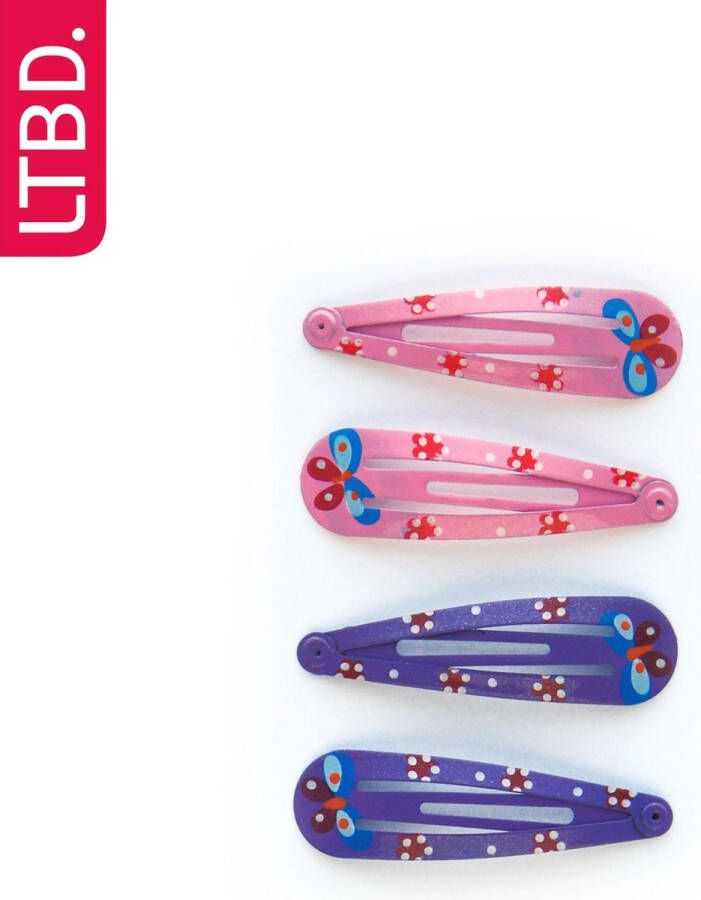 LTBD Haarclips Roze met bloem Paars 4 stuks