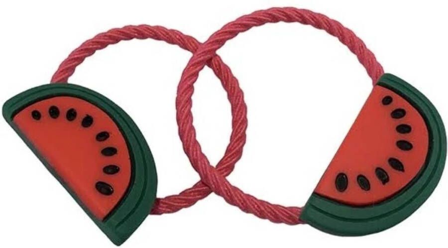 LTBD haarelastiekjes rood groen wit watermeloen meloen meisjes elastiekjes kids 2x haarelastiek watermelon