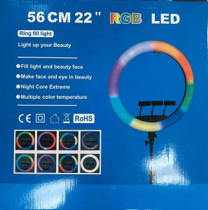 LTP Trading RGB LED Ring Lamp 22 inch + statief 160cm afstandsbediening en 3x telefoonhouder