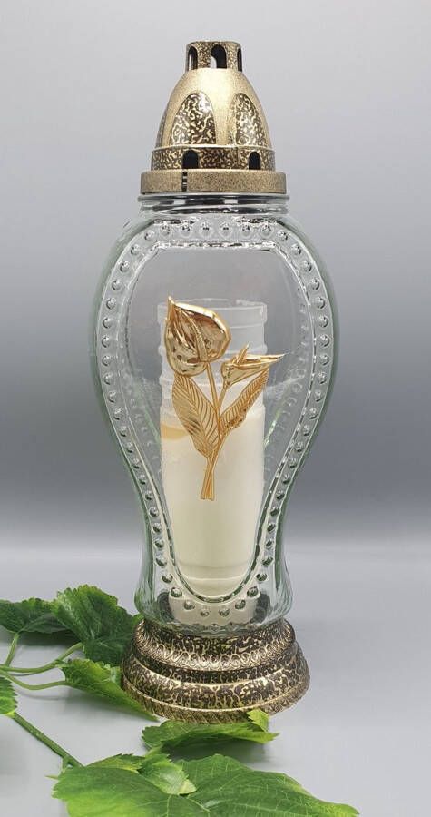 Lubema Herdenkingslicht R-56b Anthurium Goud Grafkaars Graflicht Graflantaarn Windlicht