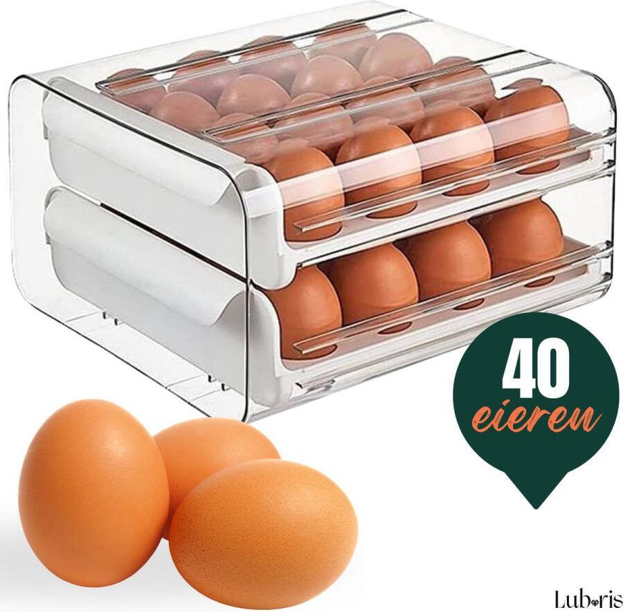 Luboris Eierhouder Koelkast organizer Eierdoos Eierrek Eierhouderkoelkast 40 eieren