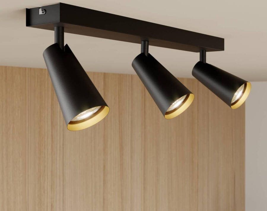 Lucande buitenspot 3lichts metaal H: 16 cm GU10 zwart goud