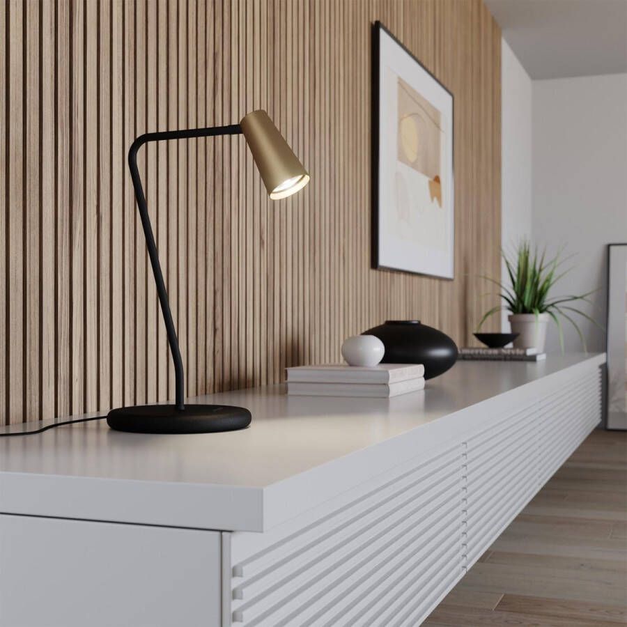 Lucande bureaulamp 1licht metaal H: 42 cm GU10 messing goud zwart