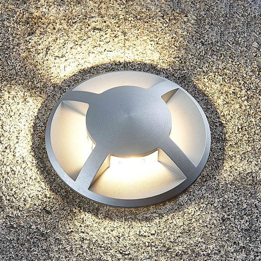 Lucande Grondspots 1licht Aluminium H: 2 cm GU10 titanium