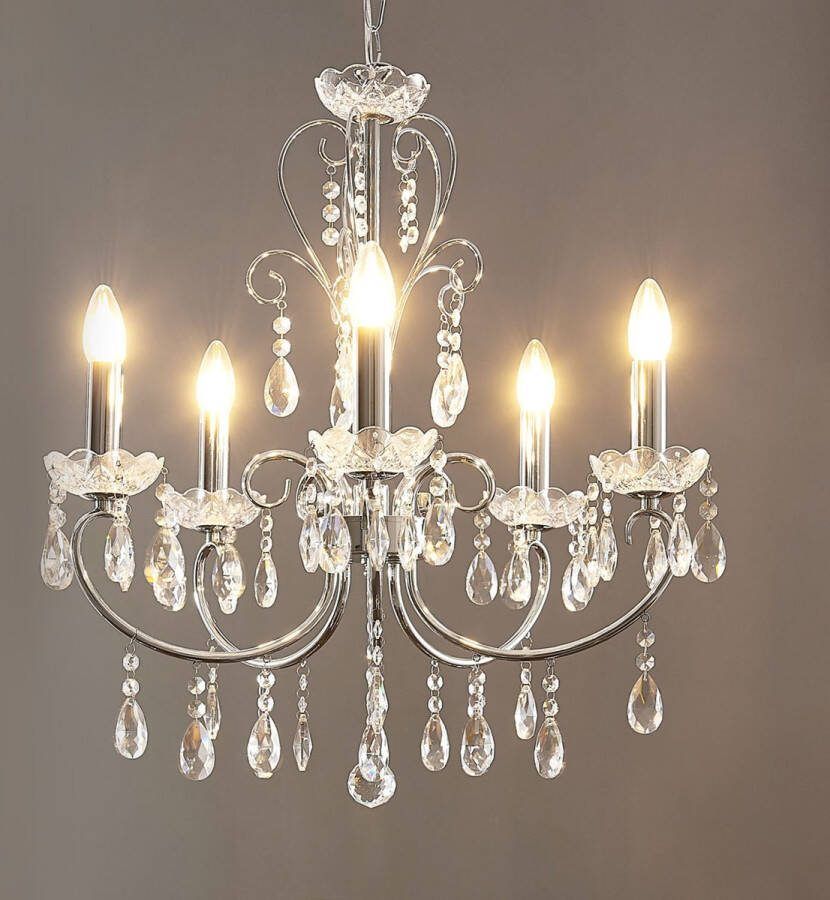Lucande kroonluchter 5lichts metaal K9 kristal E14 chroom helder