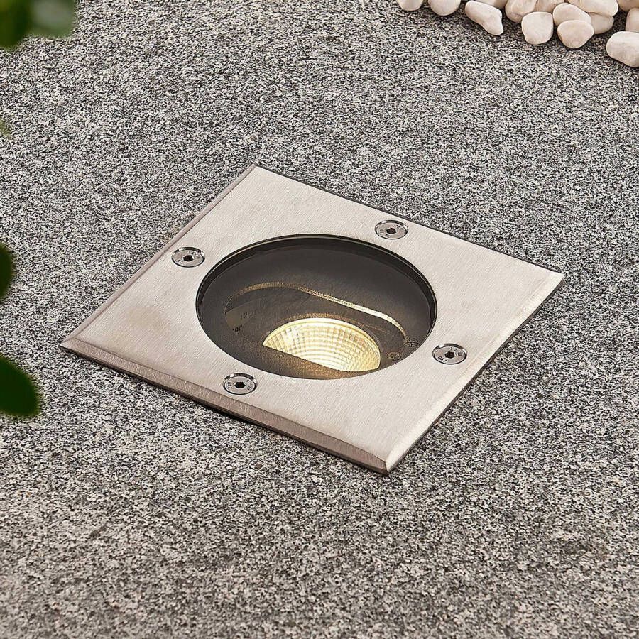 Lucande LED inbouwspot 1licht Roestvrij staal glas H: 15 cm roestvrij staal helder Inclusief lichtbron