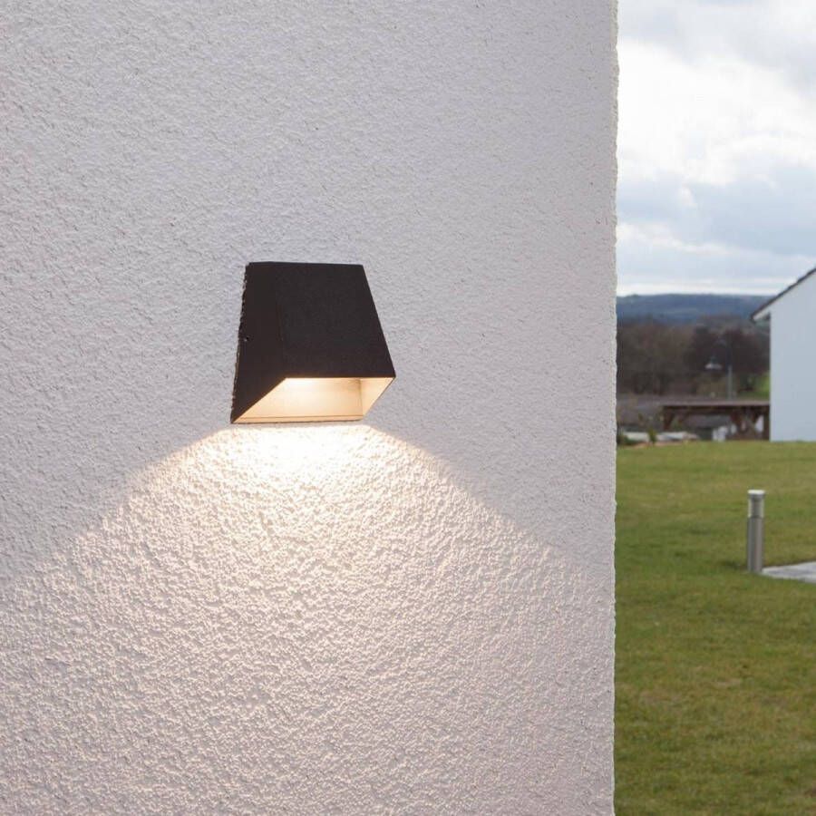 Lucande LED wandlamp buiten 1licht aluminium H: 12.5 cm grafiet Inclusief lichtbron
