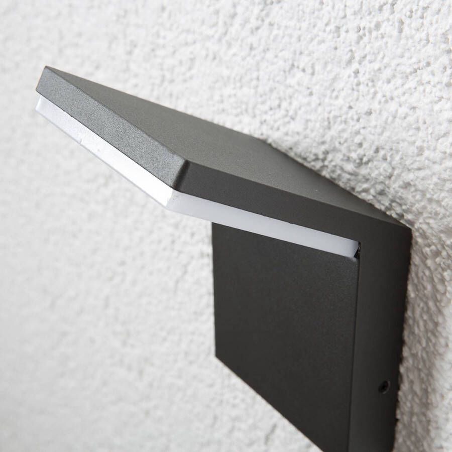 Lucande LED wandlamp buiten 1licht aluminium kunststof H: 16.5 cm grafietgrijs wit Inclusief lichtbron