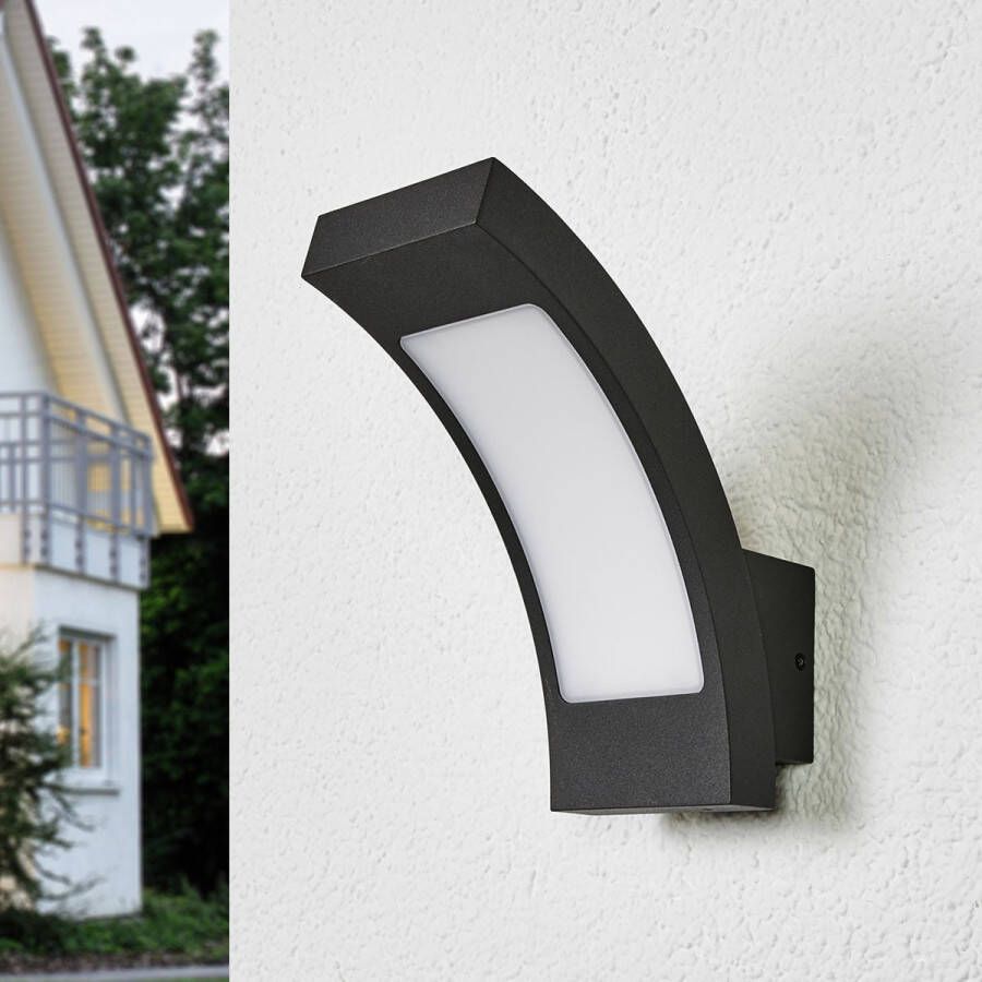 Lucande LED wandlamp buiten 1licht aluminium kunststof H: 19 cm grafietgrijs opaalwit Inclusief lichtbron