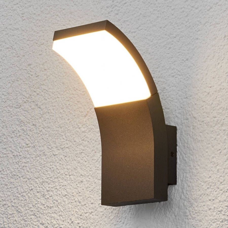 Lucande LED wandlamp buiten 1licht aluminium kunststof H: 19.8 cm grafietgrijs wit Inclusief lichtbron