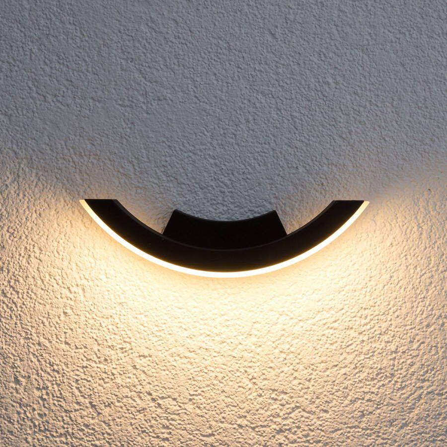 Lucande LED wandlamp buiten 1licht aluminium kunststof H: 9 cm grafietgrijs wit Inclusief lichtbron