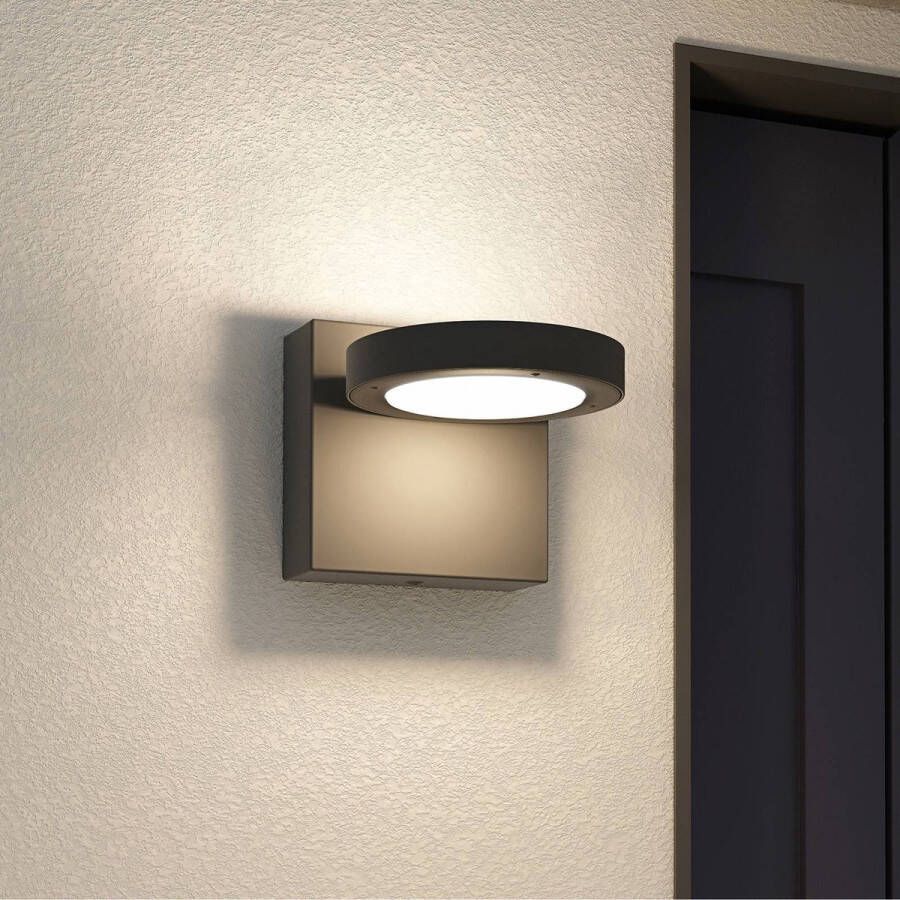 Lucande LED wandlamp buiten 1licht aluminium polycarbonaat H: 11.8 cm grafietgrijs wit Inclusief lichtbron