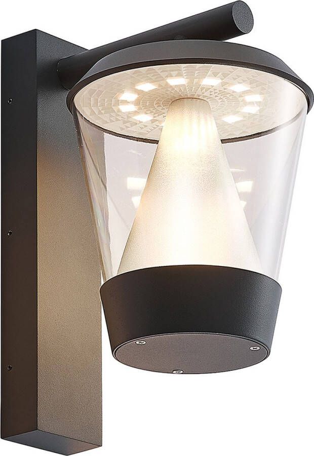 Lucande LED wandlamp buiten 1licht aluminium polycarbonaat H: 30.1 cm antraciet Inclusief lichtbron