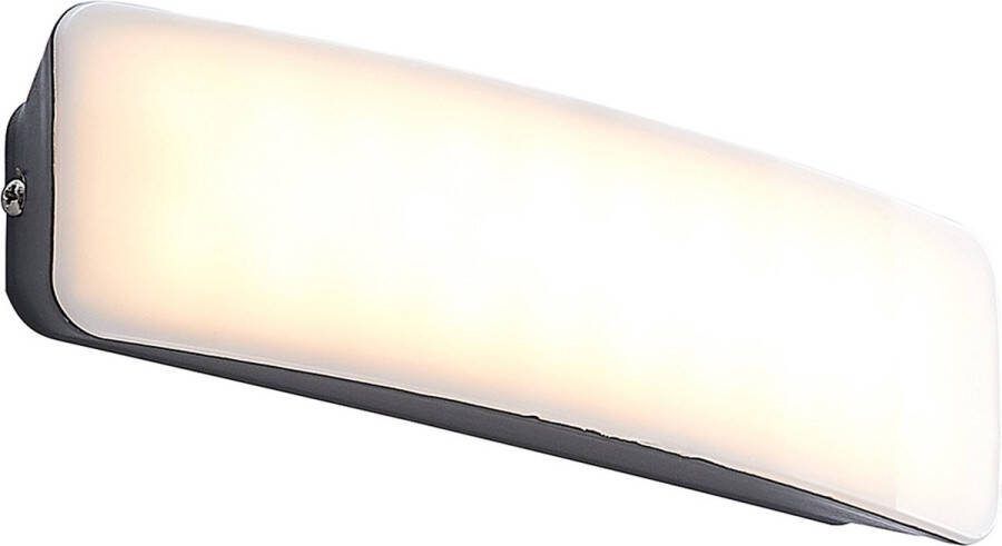 Lucande LED wandlamp buiten 1licht aluminium polycarbonaat H: 4.3 cm antraciet wit Inclusief lichtbron