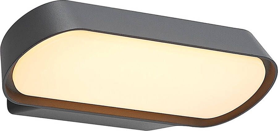 Lucande LED wandlamp buiten 1licht Aluminium polycarbonaat H: 6.9 cm antraciet wit Inclusief lichtbron