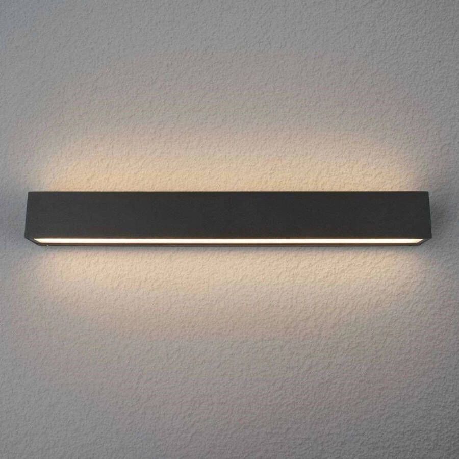 Lucande Tuana LED wandlamp voor buiten IP65 Grafietgrijs Aluminium glas L: 50cm B: 6cm H: 6cm Geïntegreerde LED lichtbron