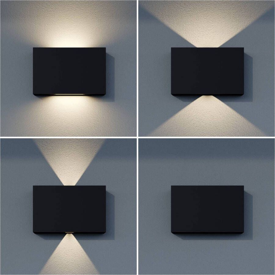 Lucande LED wandlamp buiten 2 lichts drukgegoten aluminium getemperd glas H: 11.5 cm donkergrijs Inclusief lichtbronnen