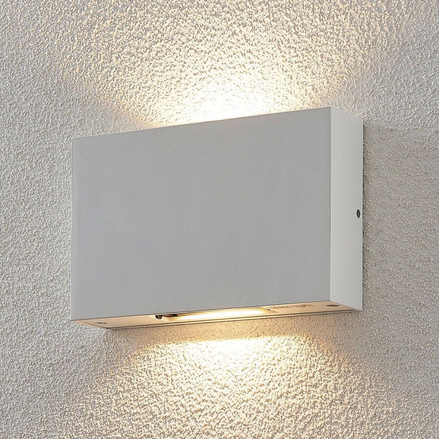 Lucande LED wandlamp buiten 2 lichts drukgegoten aluminium glas H: 11.5 cm wit Inclusief lichtbronnen