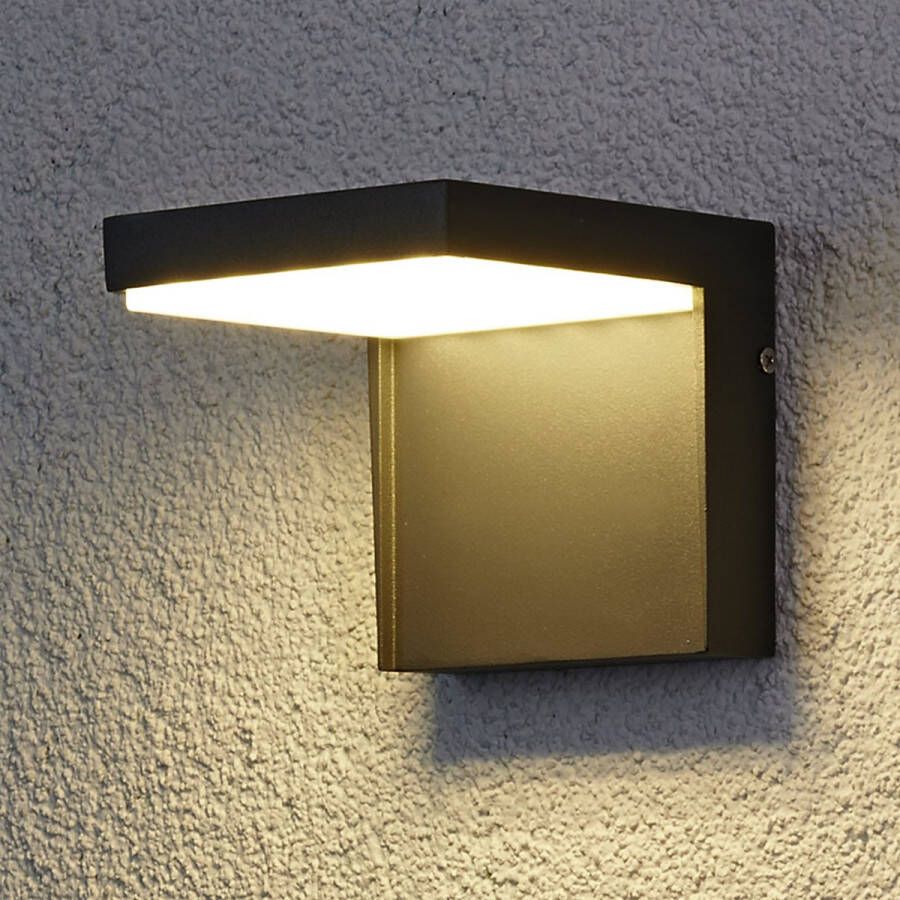 Lucande LED wandlamp buiten 25 lichts aluminium polycarbonaat H: 11.7 cm grafiet wit Inclusief lichtbronnen