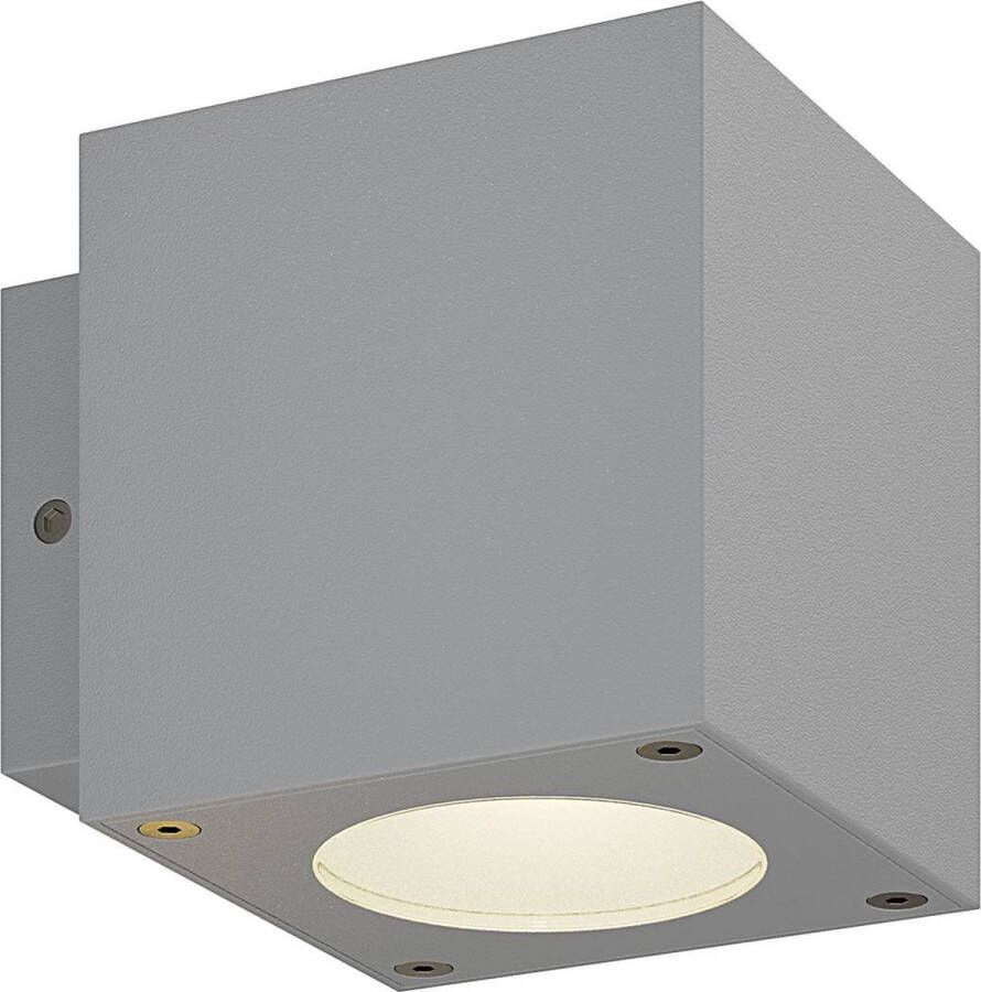 Lucande LED wandlamp buiten 2 lichts aluminium H: 9 cm zilver Inclusief lichtbronnen