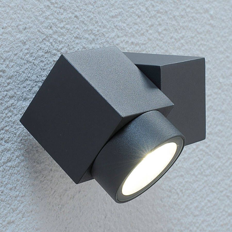 Lucande LED wandlamp buiten 3 lichts aluminium H: 10.2 cm grafietgrijs Inclusief lichtbronnen