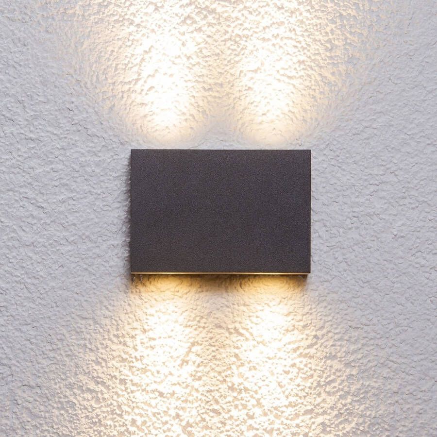 Lucande LED wandlamp buiten 4 lichts aluminium H: 9 cm grafiet Inclusief lichtbronnen