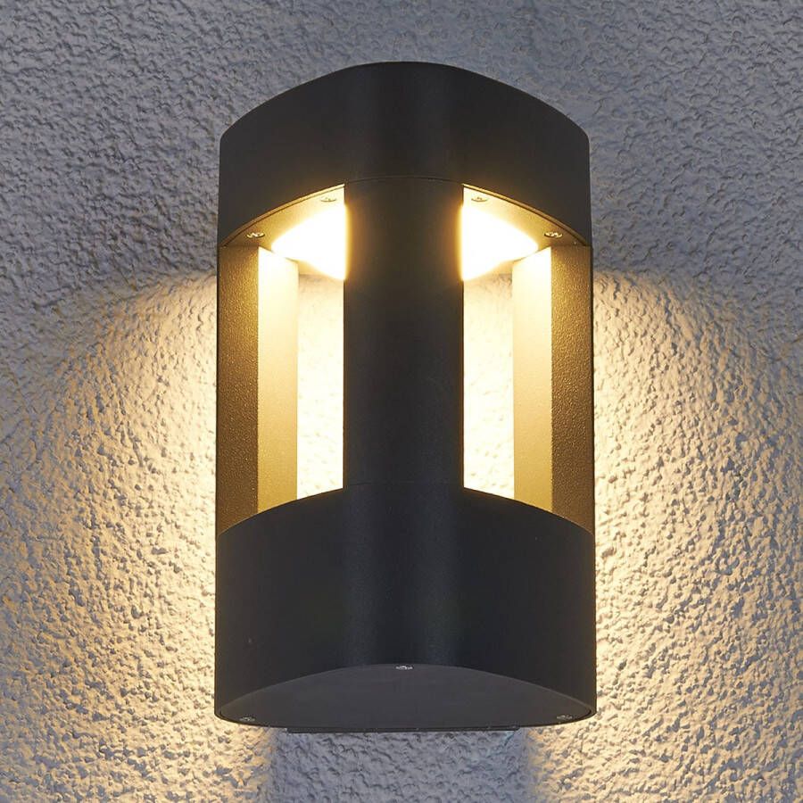 Lucande LED wandlamp buiten 90 lichts aluminium polycarbonaat H: 20 cm antraciet Inclusief lichtbronnen