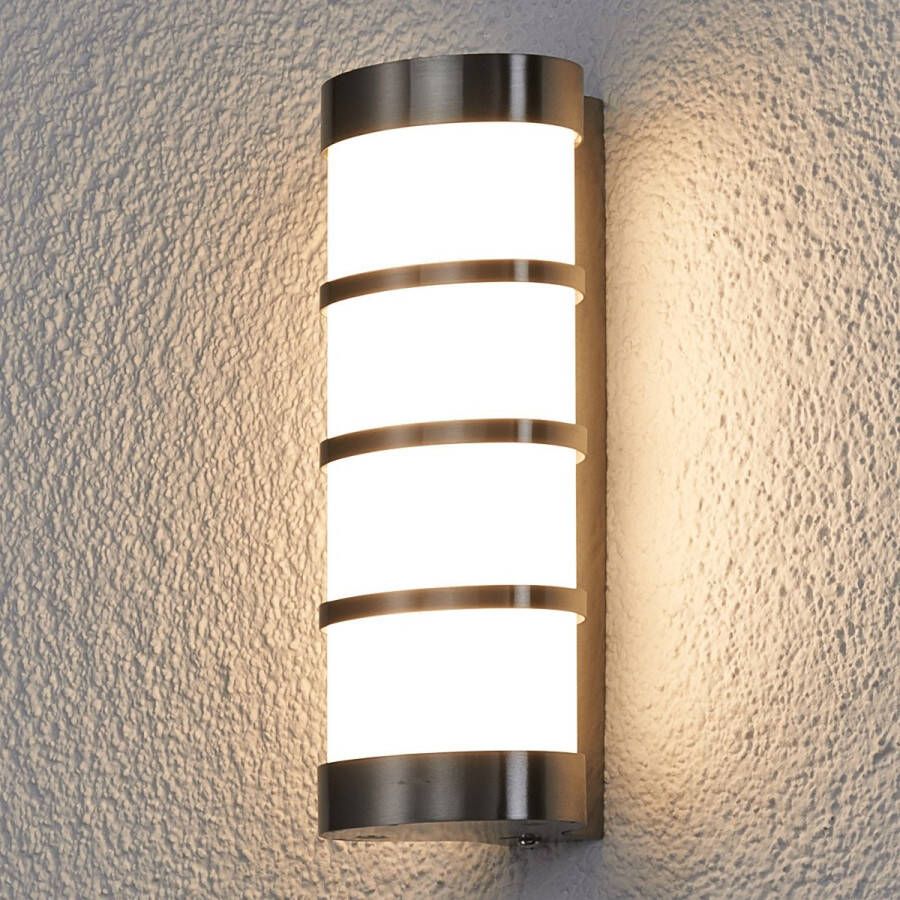 Lucande LED wandlamp buiten 96 lichts roestvrij staal polycarbonaat H: 24 cm roestvrij staal wit Inclusief lichtbronnen