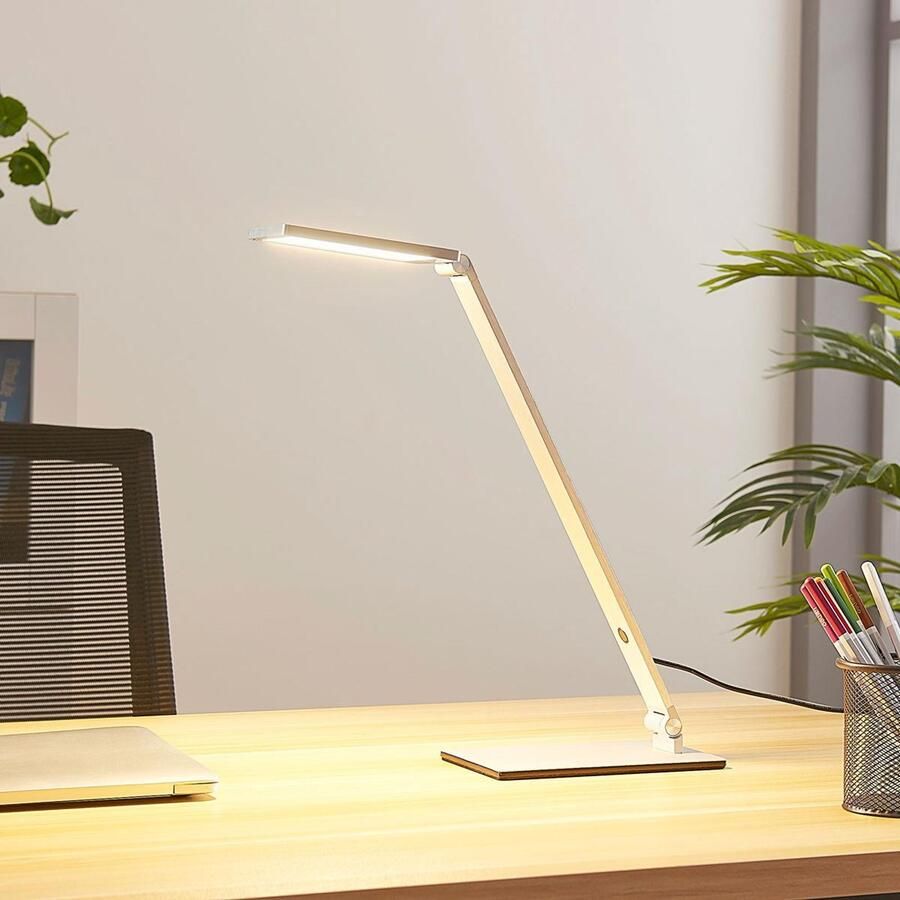 Lucande LED bureaulamp- met dimmer 1licht aluminium H: 41 cm aluminium Inclusief lichtbron