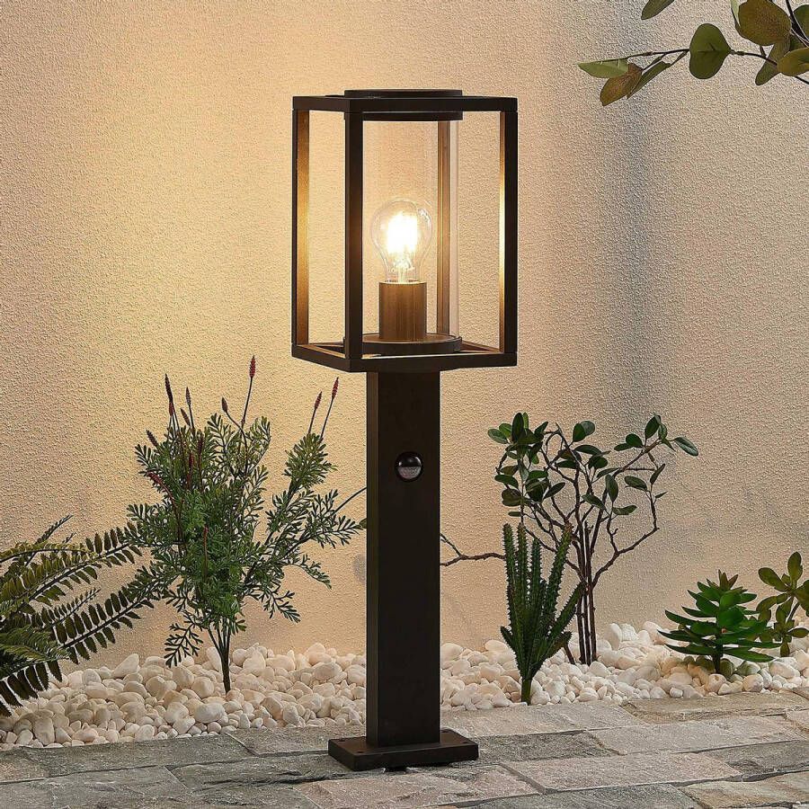 Lucande Padverlichting zuillampen 1licht aluminium glas H: 60 cm E27 grafietgrijs (RAL 840-M)