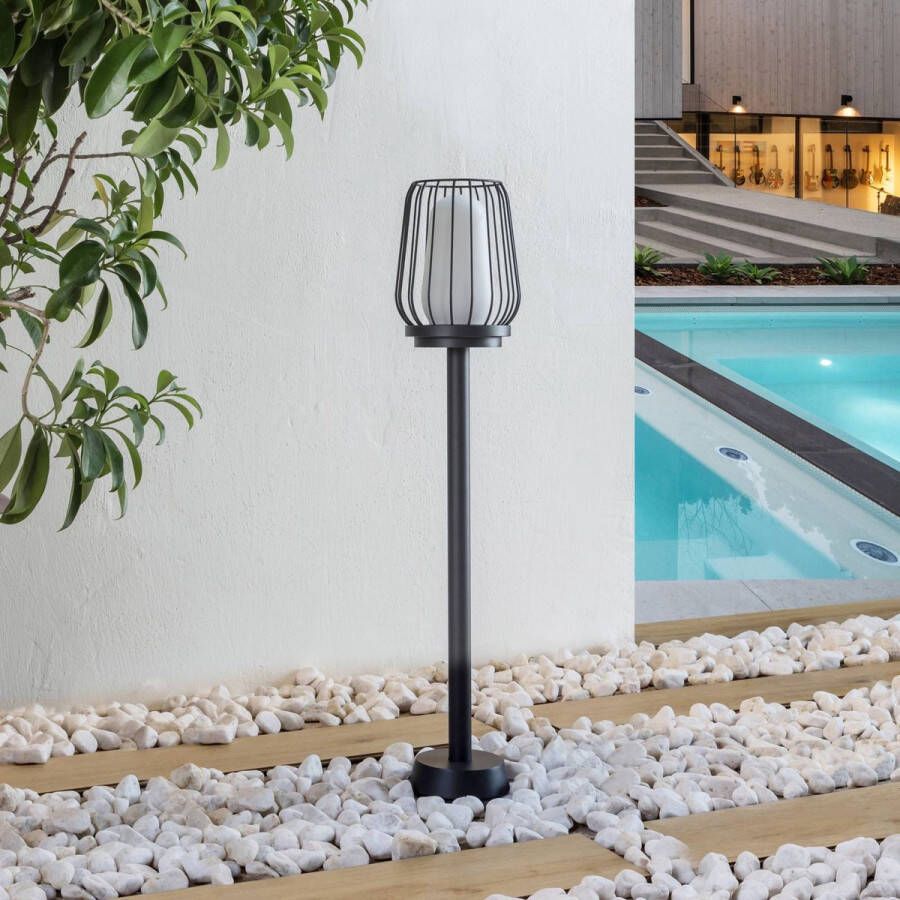 Lucande Padverlichting zuillampen 1licht Aluminium H: 80 cm E27 zwart