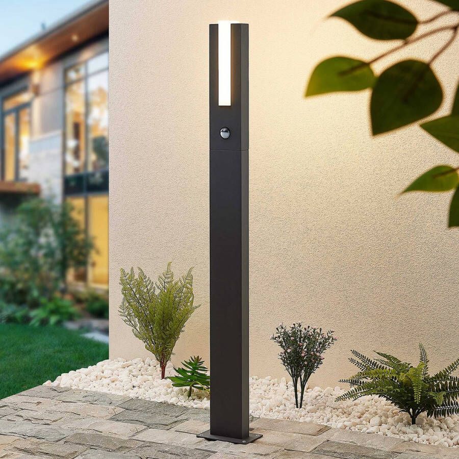 Lucande Padverlichting zuillampen 1licht aluminium kunststof H: 100 cm grafietgrijs opaalwit Inclusief lichtbron
