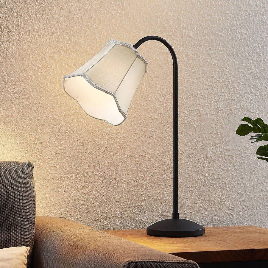 Lucande Tafellamp 1licht stof ijzer H: 50 cm E14 zilvergrijs zwart