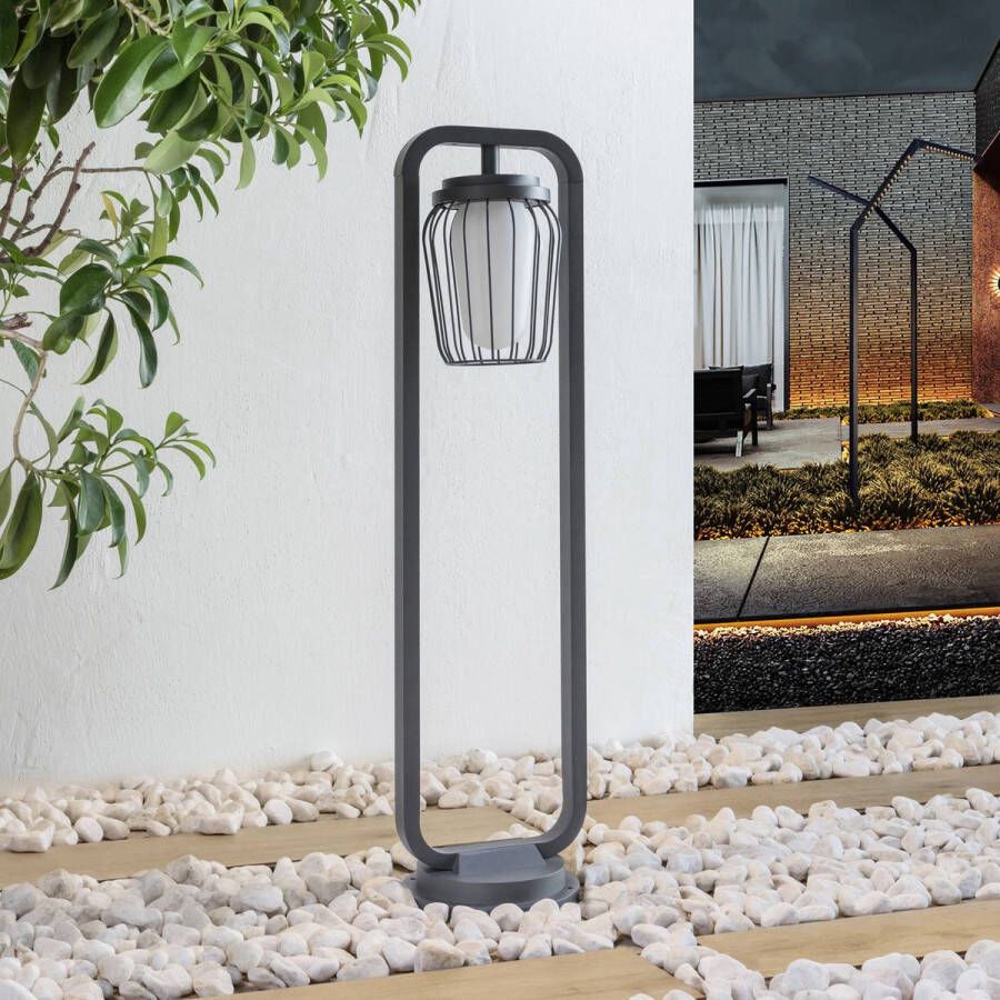 Lucande Tuinpad verlichting 1licht Aluminium H: 90 cm E27 donkergrijs