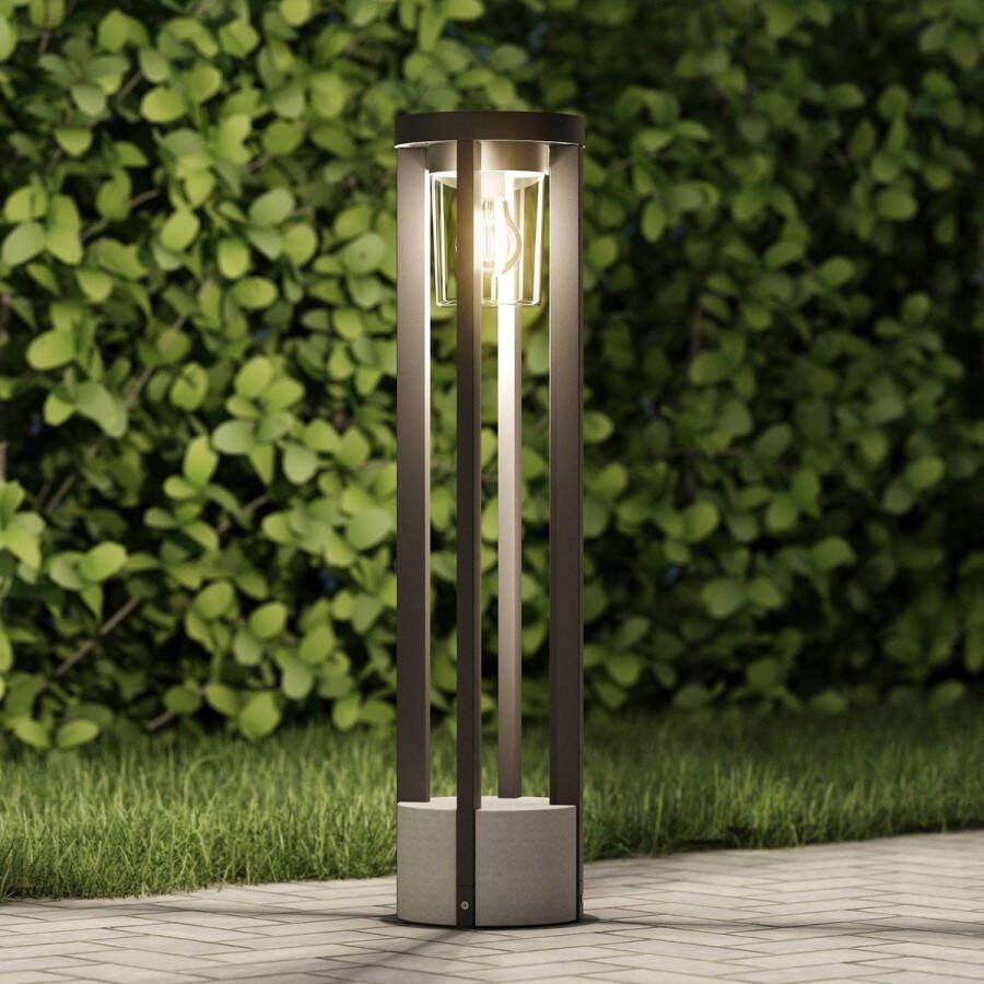 Lucande Tuinpad verlichting 1licht aluminium kunststof H: 68 cm E27 donkergrijs (RAL 840-M) helder