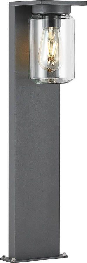 Lucande Tuinpad verlichting 1licht aluminium temperglas H: 65 cm E27 donkergrijs transparant