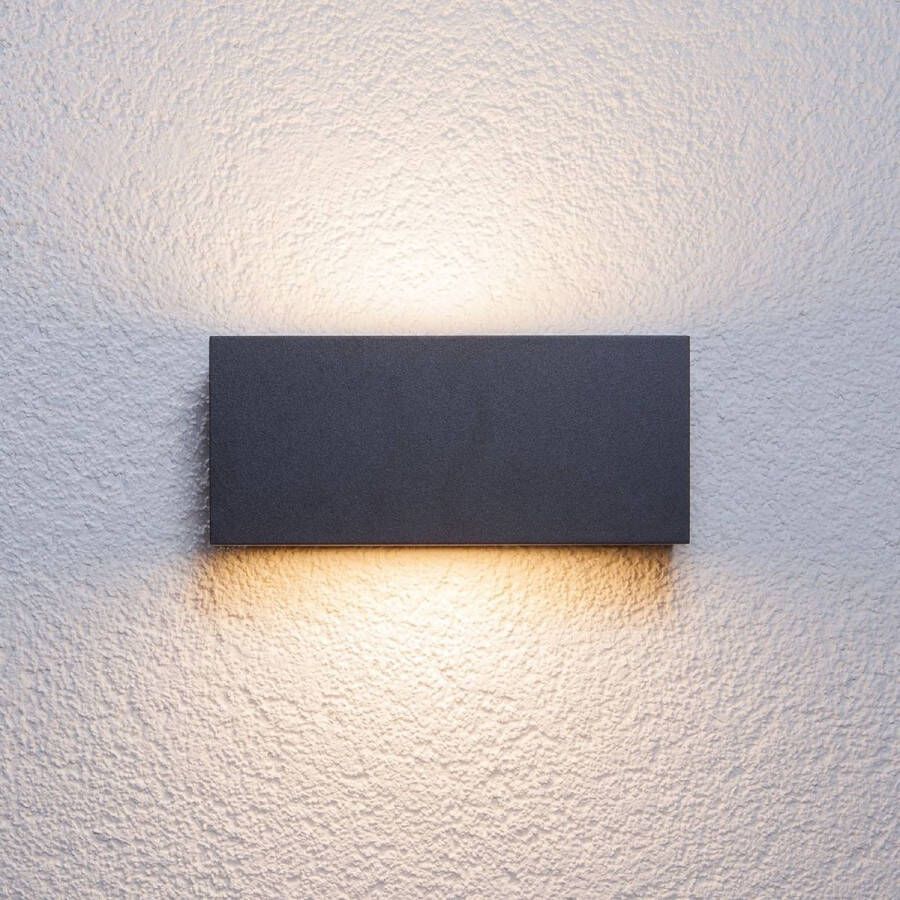 Lucande Wandlamp buiten 1licht aluminium kunststof H: 11 cm E27 grafiet