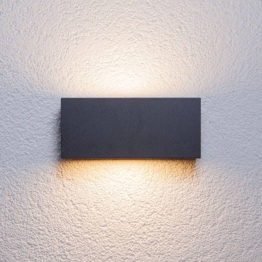 Lucande Wandlamp buiten 1licht Aluminium kunststof H: 11 cm E27 grafiet