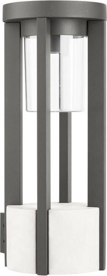 Lucande Wandlamp buiten 1licht aluminium kunststof H: 42 cm E27 donkergrijs (RAL 840-M) helder
