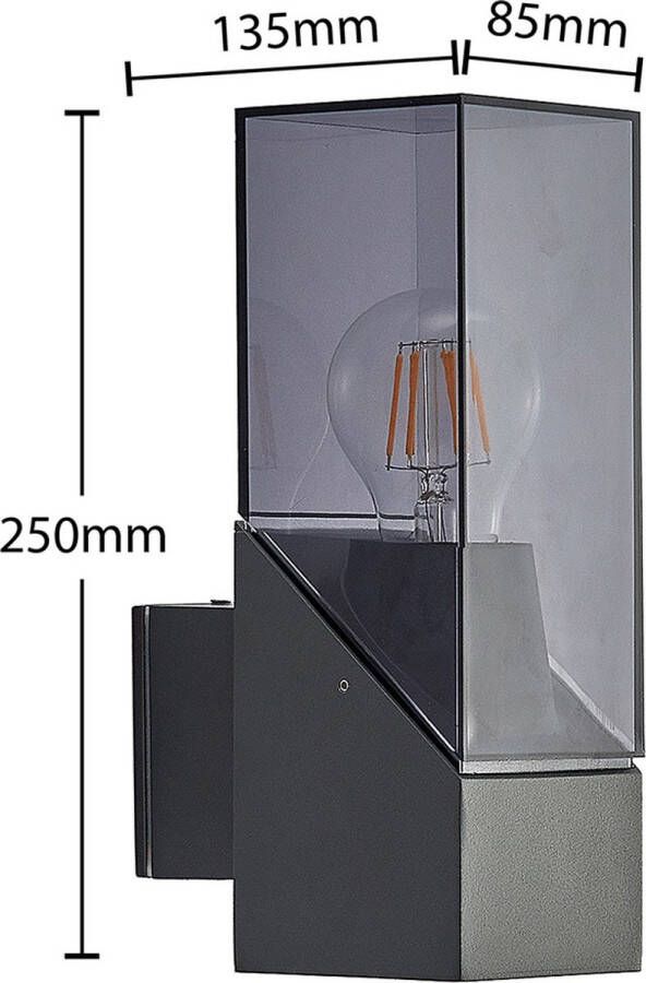 Lucande Wandlamp buiten 1licht Aluminium polycarbonaat H: 25 cm E27 antraciet helder