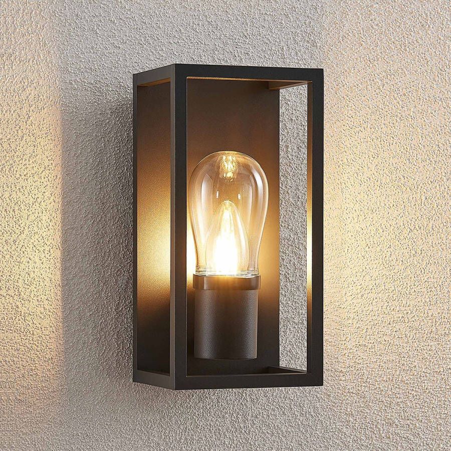 Lucande Wandlamp buiten 1licht drukgegoten aluminium glas H: 25 cm E14 grafiet