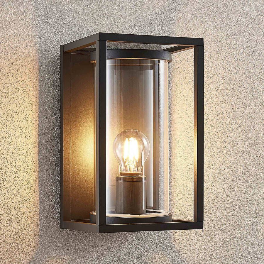 Lucande Wandlamp buiten 1licht drukgegoten aluminium glas H: 30 cm E27 grafiet