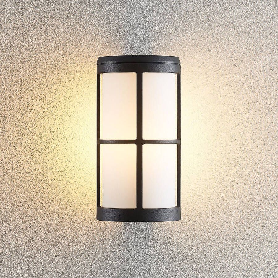Lucande Wandlamp buiten 1licht drukgegoten aluminium kunststof H: 23 cm E27 donkergrijs