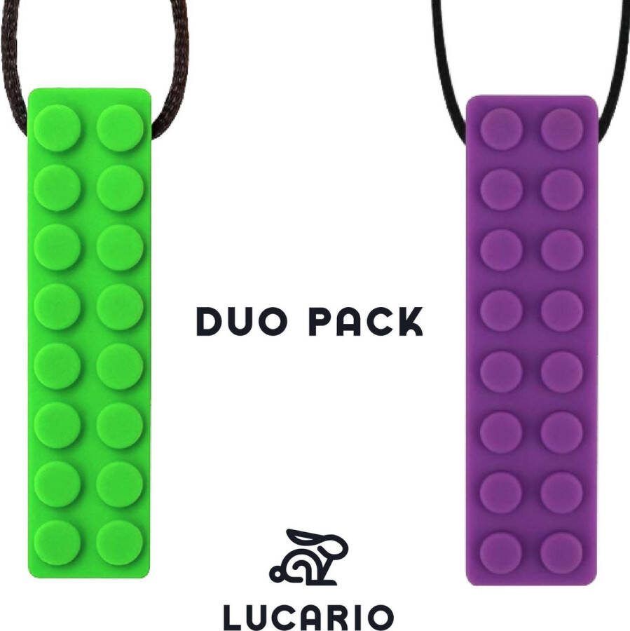 Lucario Bijtketting Kauwketting Bouwblokje patroon DUOPACK Groen Paars